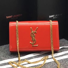 YSL Lackleder-Kettentasche 22cm Rot