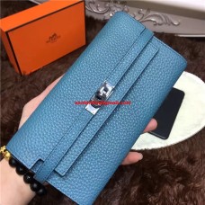 Hermes Kelly Wallet Togo Leder Blau