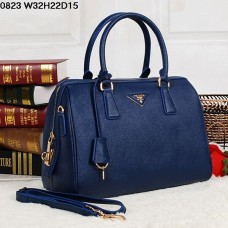 Prada Saffiano Leder 0823 Marineblaue Einkaufstasche