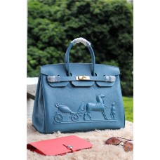 Hermes Birkin Pferd Togo Leder Blau 35cm