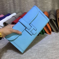 Hermes Jige Clutch aus Epsom-Leder, 29 cm, hellblau