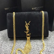 YSL Tassel Chain Bag 22cm Wildleder Schwarz