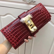 Hermes Medor Clutch 29cm Croco Burgund