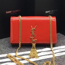 YSL Tassel Chain Bag 22cm Lackleder Rot