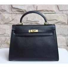 Hermes Kelly 32cm Epsom Leder Handtasche Schwarz Gold