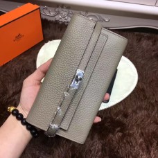 Hermes Kelly Wallet Togo Leder Grau