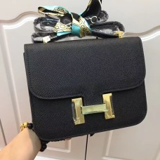 Hermes Constance Tasche 23cm Epsom Leder Schwarz Gold