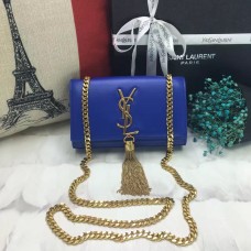 YSL Kleine Quastenkette Ledertasche 17cm Blau