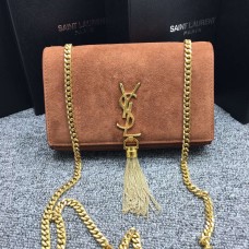YSL Tassel Chain Bag 22cm Wildleder Braun