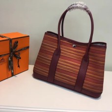 Hermes Garden Party 36cm Canvas Handtasche Burgund