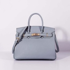 Hermes 30cm Birkin Bag Togo Leder mit Riemen Blue Lin Gold
