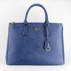 Prada 1786 blaue Einkaufstasche mit Kreuzmuster