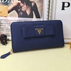 Prada Brieftasche mit umlaufendem Reißverschluss L0506 Blau