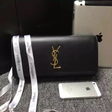 YSL Saint Laurent Clutch 27cm Glattleder Schwarz