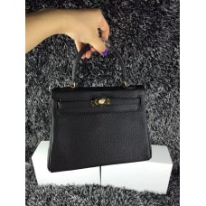 Hermes Kelly 25cm Togo Leder Schwarz Gold