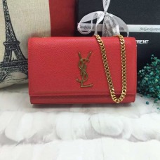 YSL Kaviarleder-Kettentasche 22cm Rotgold