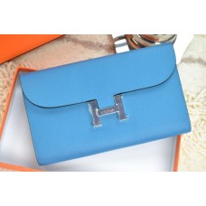 Hermes H Brieftasche Blau Silber
