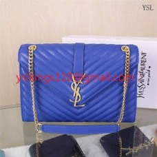 YSL Saint Laurent Classic Große Monogrammtasche Blau 31cm