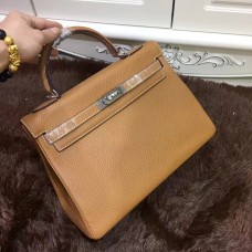 Hermes Kelly 32cm Togo Leder 6108 helles Kaffeesilber