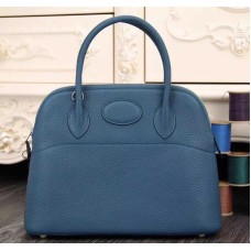 Hermes Bolide 31cm Togo Ledertasche Blau