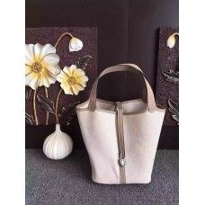 Hermes Picotin Lock Canvas Grau