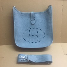 Hermes Evelyne III Togo Umhängetasche aus Leder Blau Lin