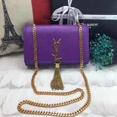 YSL Tassel Chain Bag 22cm Glattleder Lila Gold