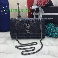 YSL Monogram Chain Bag 24cm Schlange Schwarz