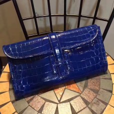 Hermes Jige Clutch 29cm Krokoblau