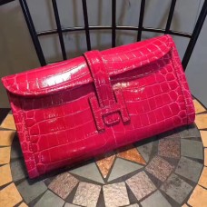 Hermes Jige Clutch 29cm Kroko Hot Pink