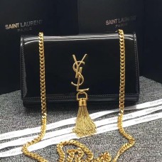 YSL Tassel Chain Bag 22cm Lackleder Schwarz