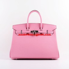 Hermes Birkin 35cm Togo Leder Handtaschen Cherry Pink Silver
