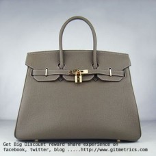 Hermes Birkin 35cm Rindsleder Ader Handtaschen dunkel khaki golden