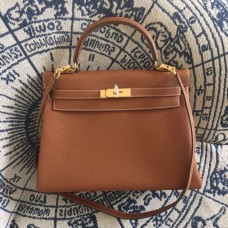 Hermes Kelly 28cm Tasche Togo Leder Braun Gold