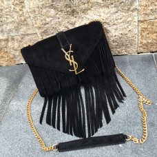 YSL Wildleder Quaste 22cm Tasche Schwarz