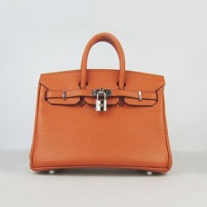 Hermes Birkin 25cm Handtasche 6068 orange silber