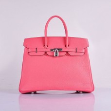 Hermes Birkin 35cm Togo Leder Handtaschen Lip Pink Silber