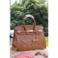Hermes Birkin Pferd Togo Leder Braun 35cm