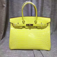 Hermes Birkin 35cm Handtasche Krokodilleder Gelbgold