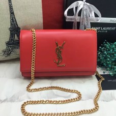YSL Glattleder-Kettentasche 22cm Rot