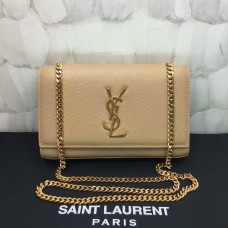 YSL Kaviarleder-Kettentasche 22cm Apricot Gold