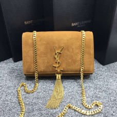 YSL Tassel Chain Bag 22cm Wildleder Kamel