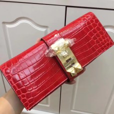 Hermes Medor Clutch 29cm Kroko Rot