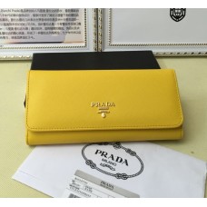 Prada 1M1132 Geldbörse Saffiano Leder Gelb