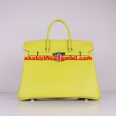 Hermes Birkin 30cm Togo Leder Handtaschen Zitronengelb Silber