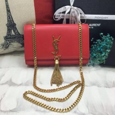 YSL Tassel Chain Bag 22cm Glattleder Rotgold