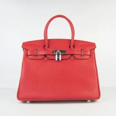 Hermes Birkin 30cm Togo Leder Handtaschen rot silber