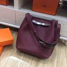 Hermes So Kelly 28cm Togo Leder Umhängetasche Burgund Silber