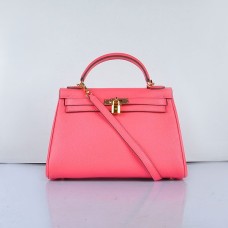 Hermes Kelly 32cm Togo Lederhandtasche 6108 Lip Pink Golden