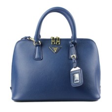 Prada 0812 dunkelblaue Einkaufstasche mit Kreuzmuster
